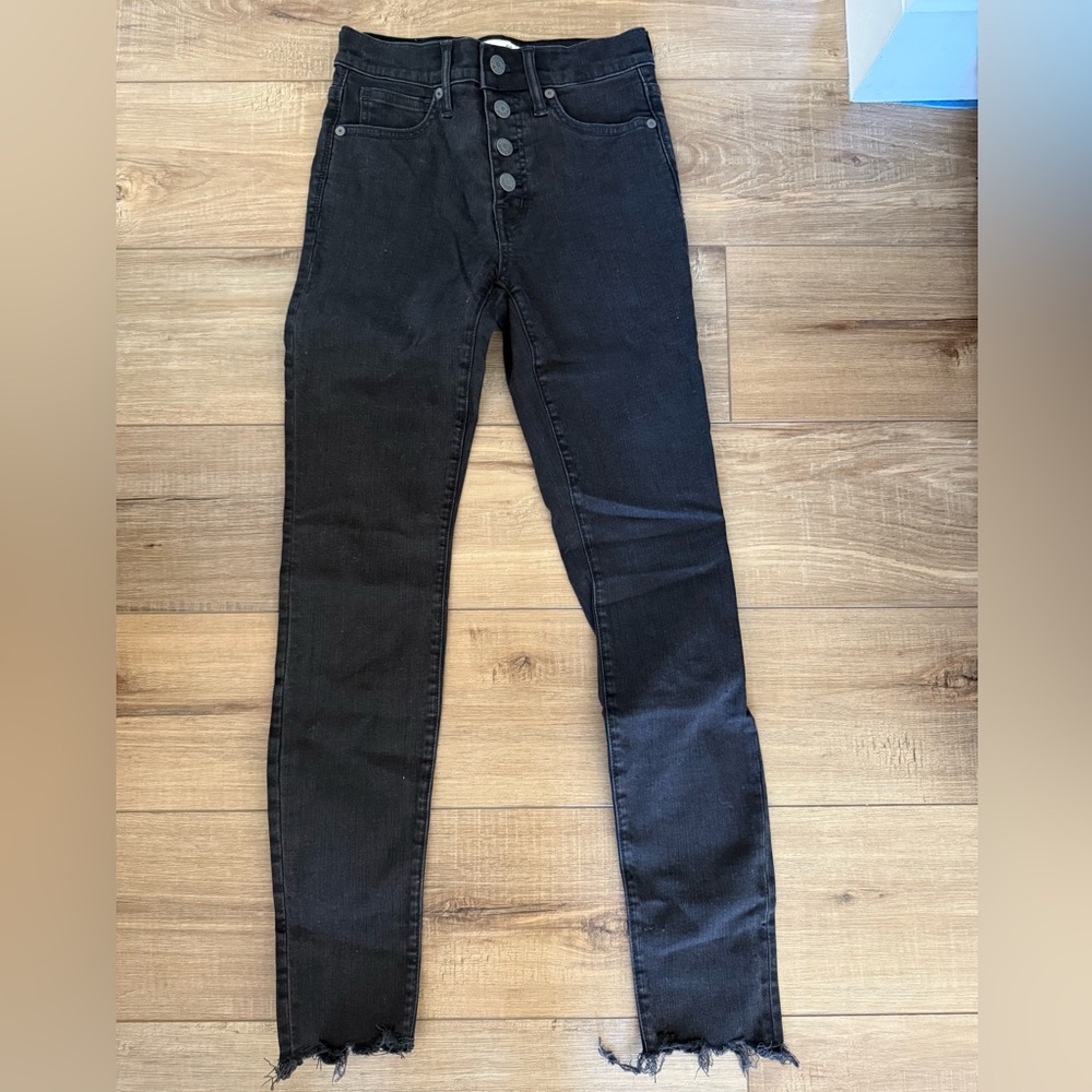 Women’s Madewell High Rise Black Skinny Distressed Jeans